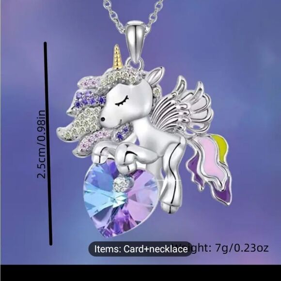 Women's necklace wing Pony granddaughter new d99 - Picture 3 of 3